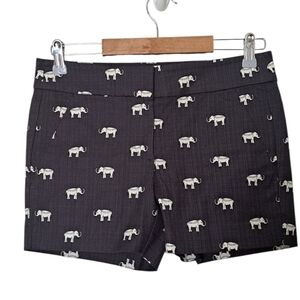 NWT LOFT Riviera Shorts Elephant Print | Lined | Cotton Stretch | Size 00